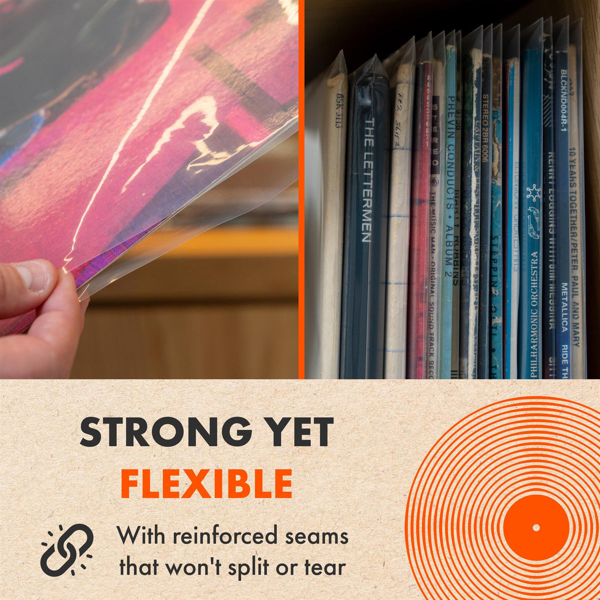 12" DENSITY Polythene Outer Sleeves (50 Pack)