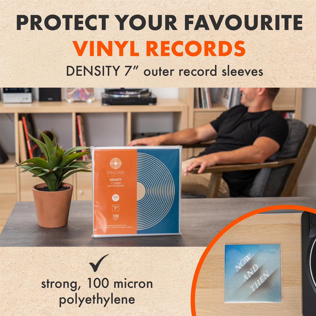 7" DENSITY Polythene Outer Sleeves (50 Pack)