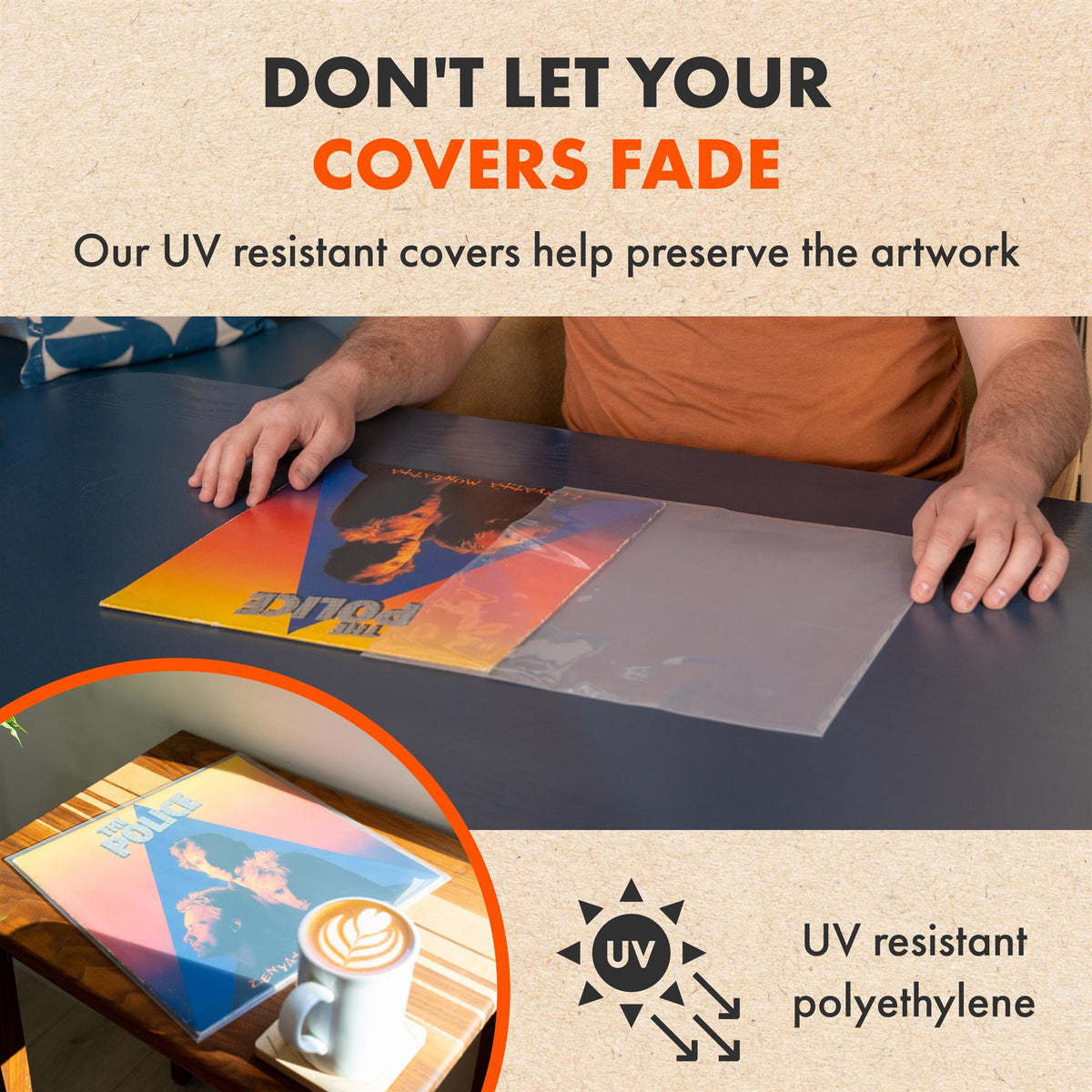 12" DENSITY Polythene Outer Sleeves (50 Pack)