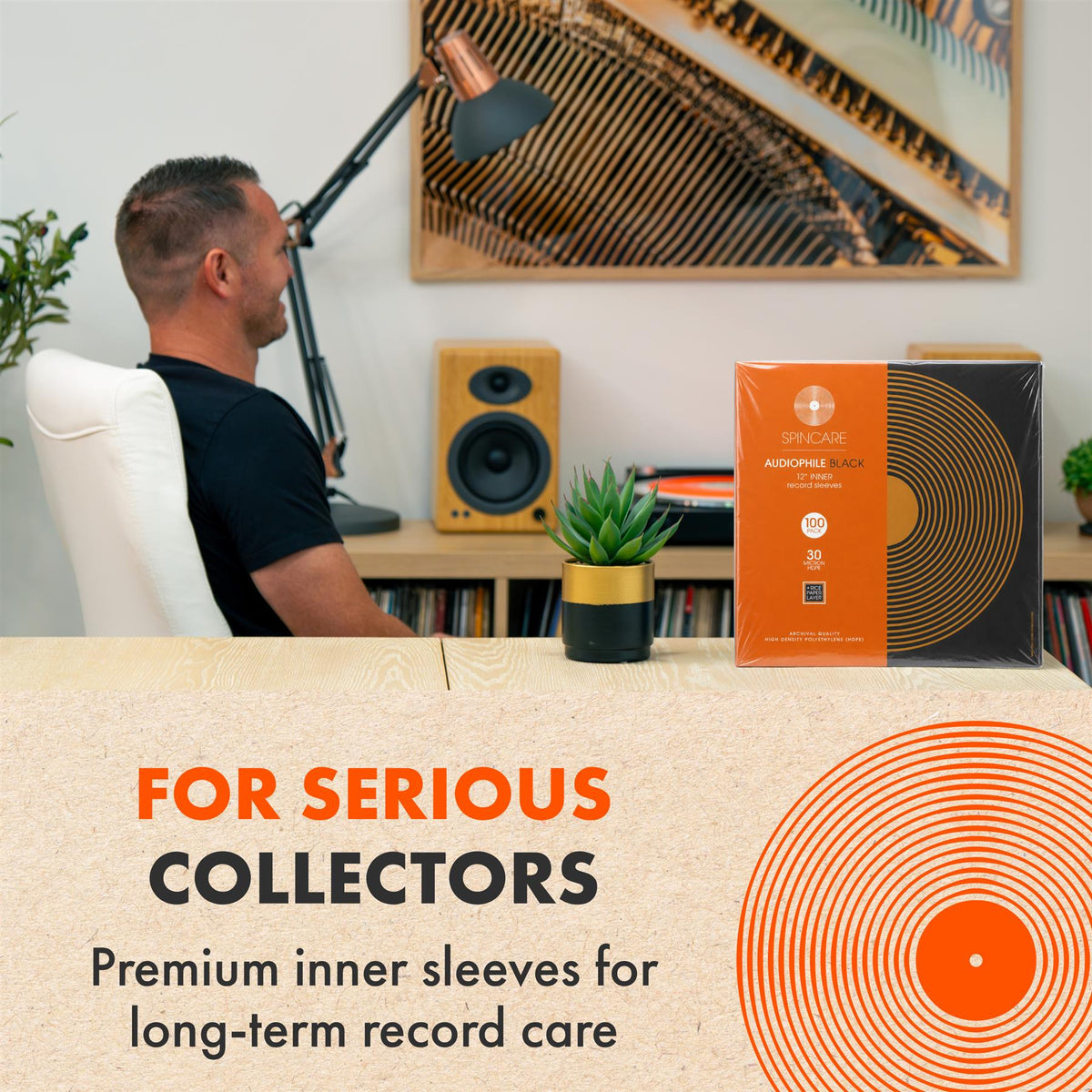 12" AUDIOPHILE Archival Inner Sleeves - Black (100 Pack)