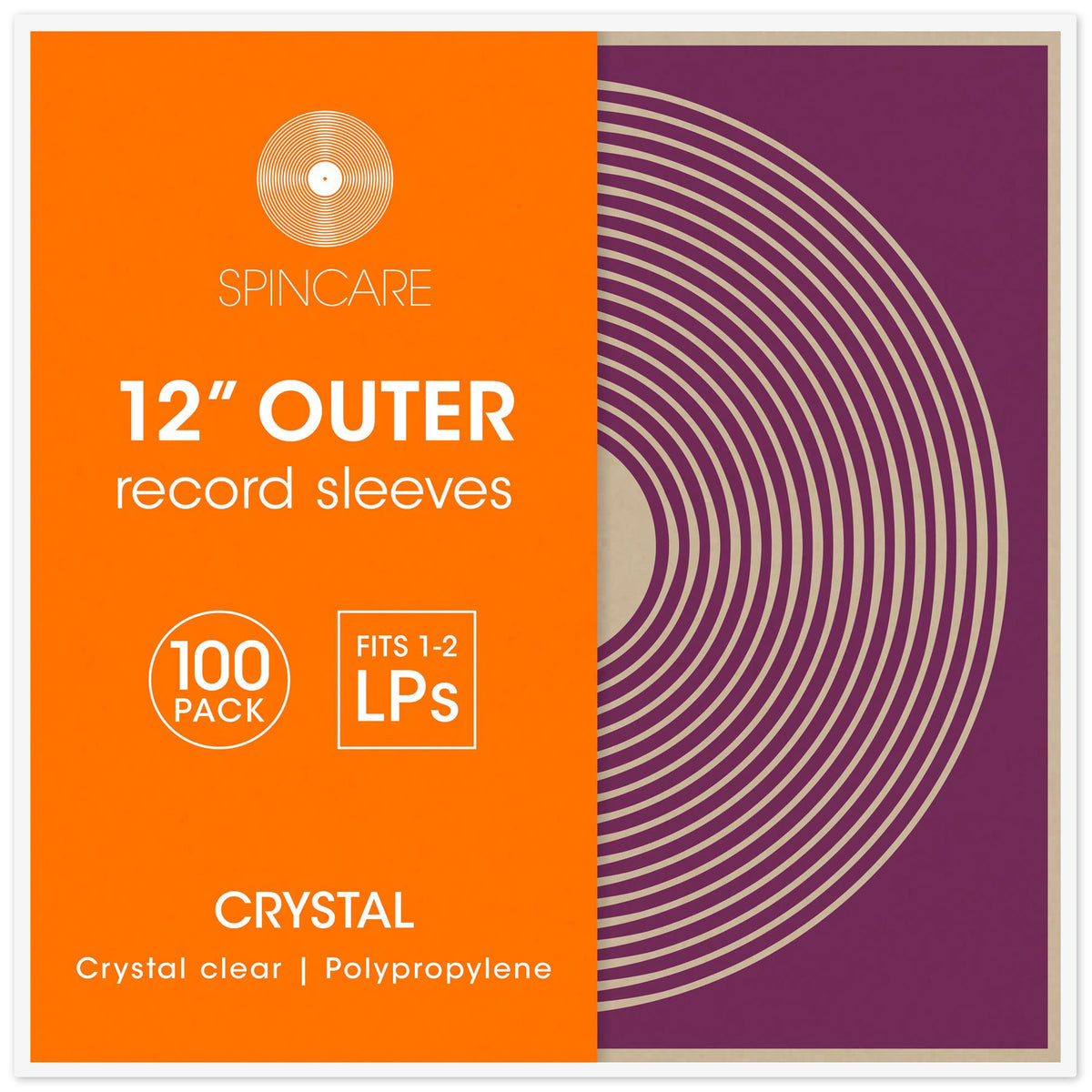 12" CRYSTAL STANDARD Polypropylene Outer Sleeves (100 Pack)