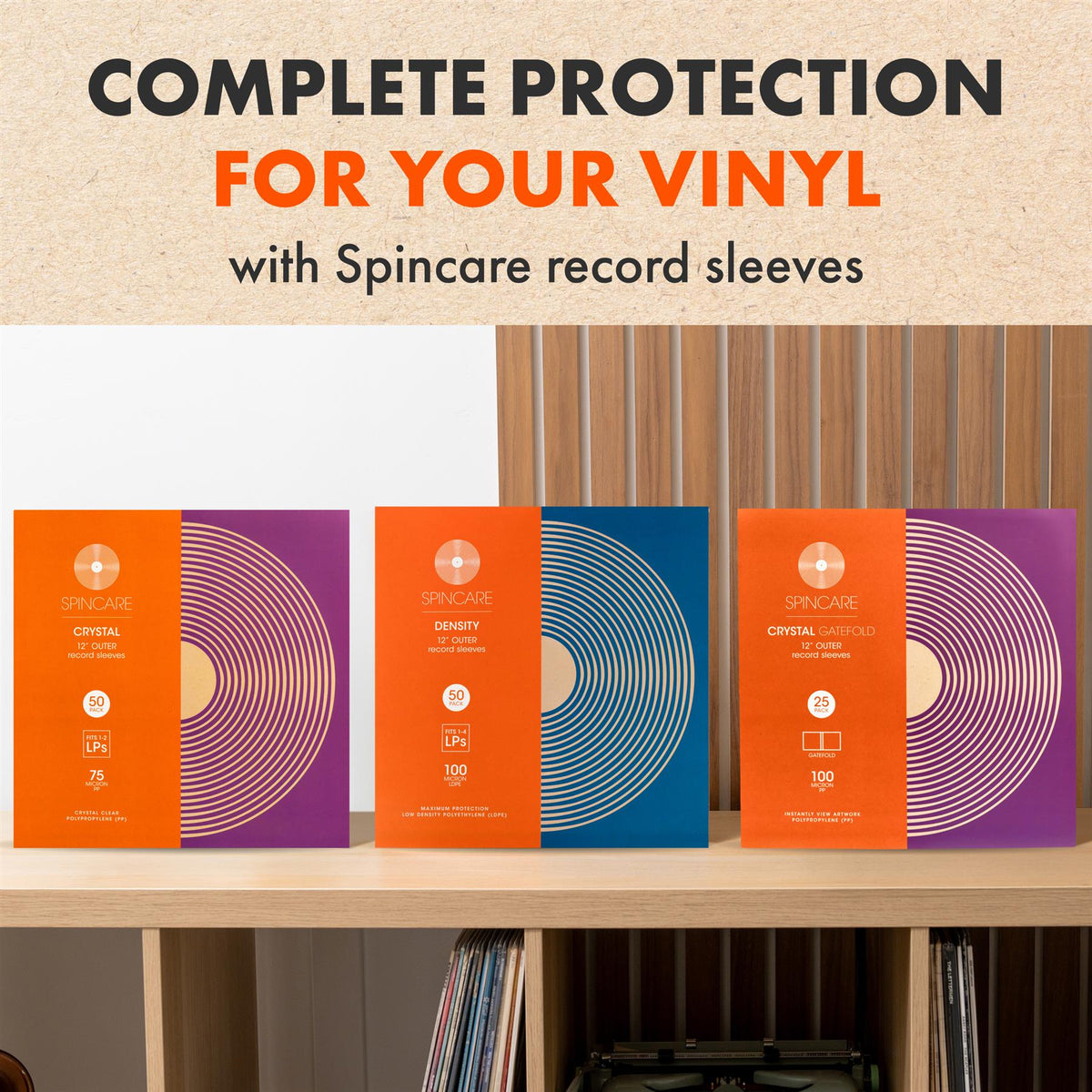 12" DENSITY Polythene Outer Sleeves (50 Pack)