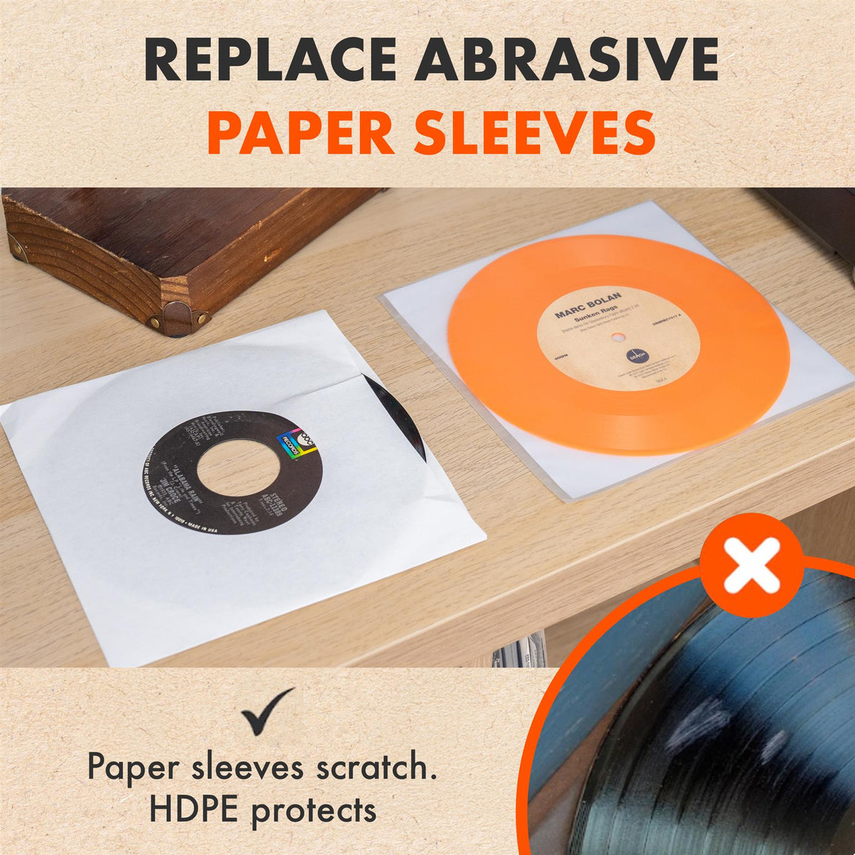 7" AUDIOPHILE Archival Inner Sleeves (50 pack)